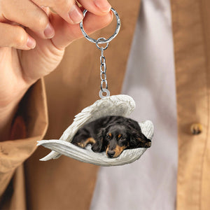 Dashuand (Black and Tan) Long hair1 Sleeping Angel Acrylic Keychain