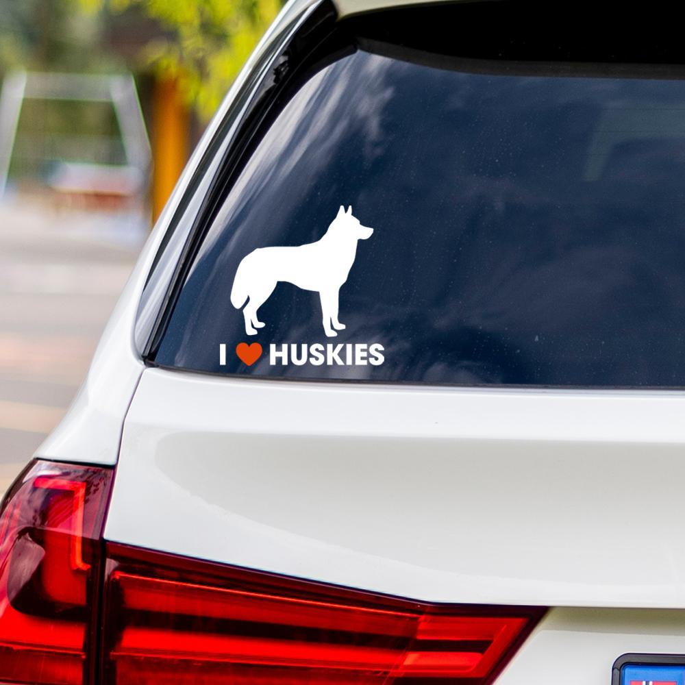 I Love Siberian Huskies Vinyl Car Sticker