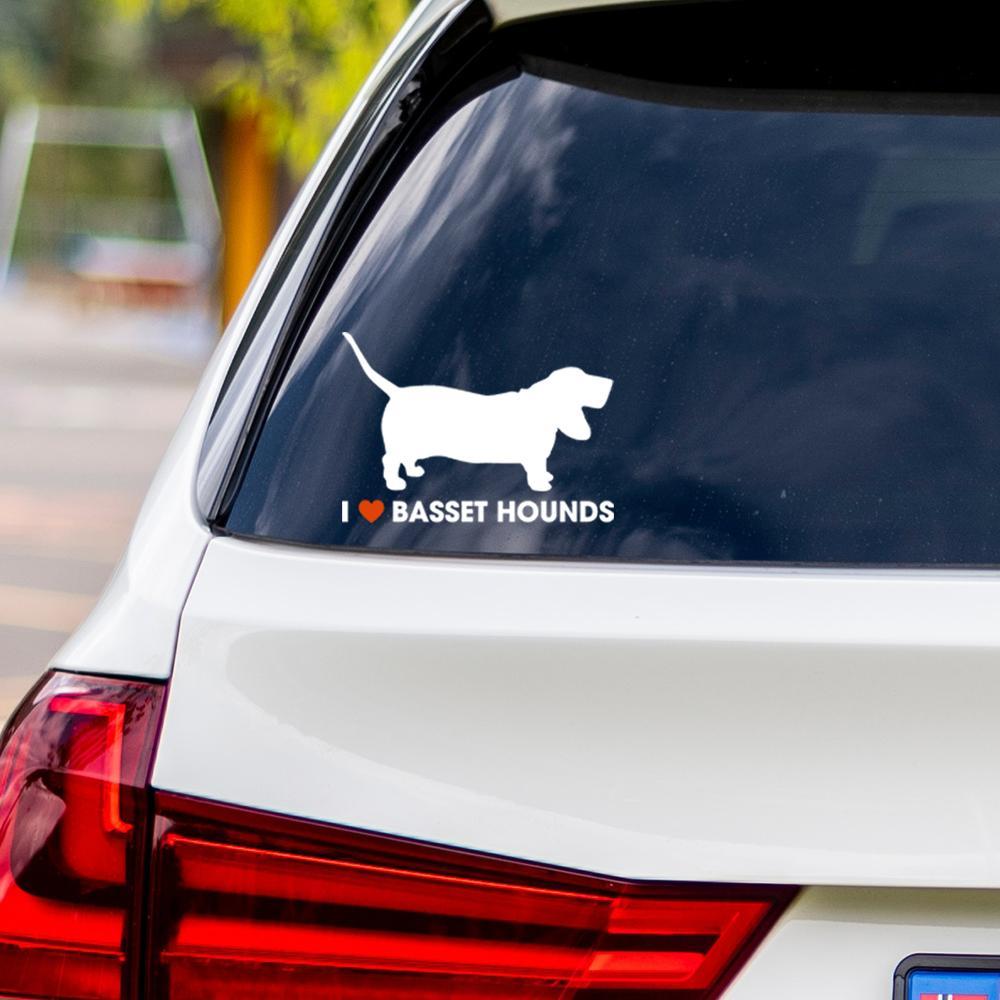 I Love Basset Hounds Vinyl Car Sticker