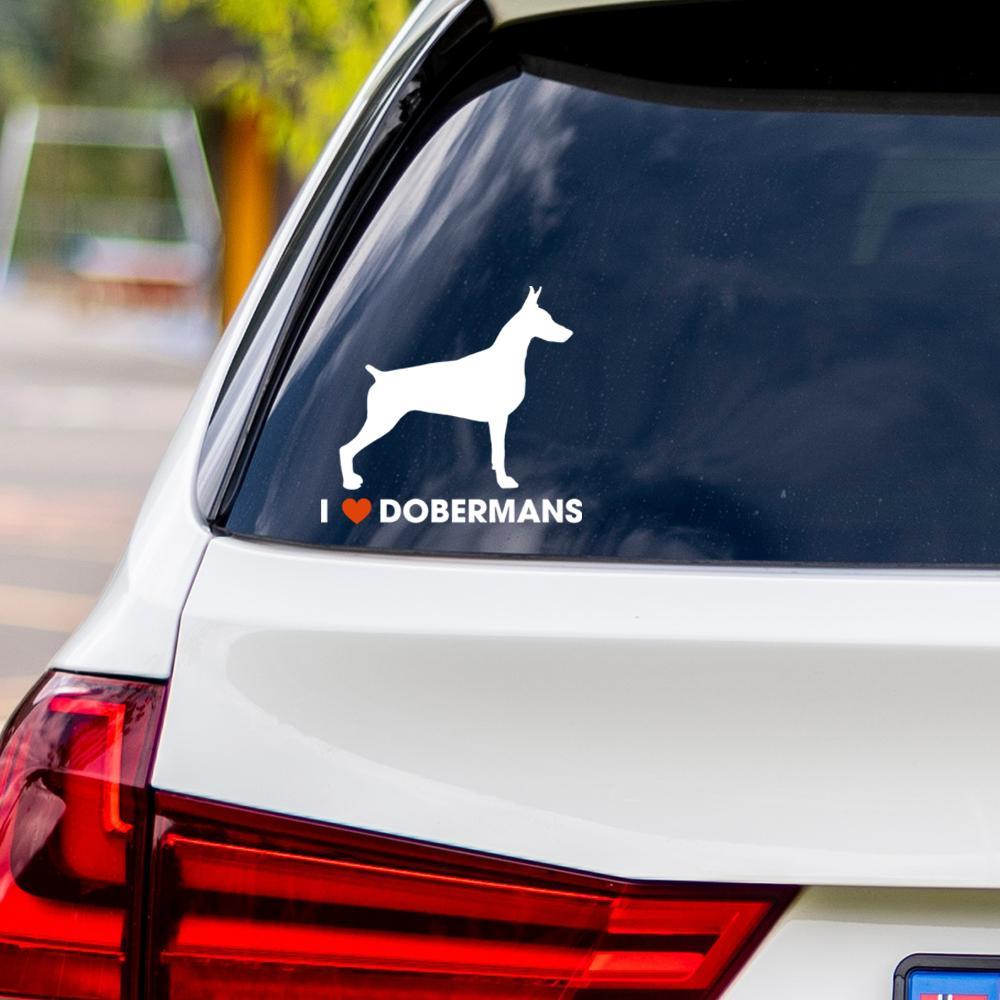 I Love Dobermans Vinyl Car Sticker
