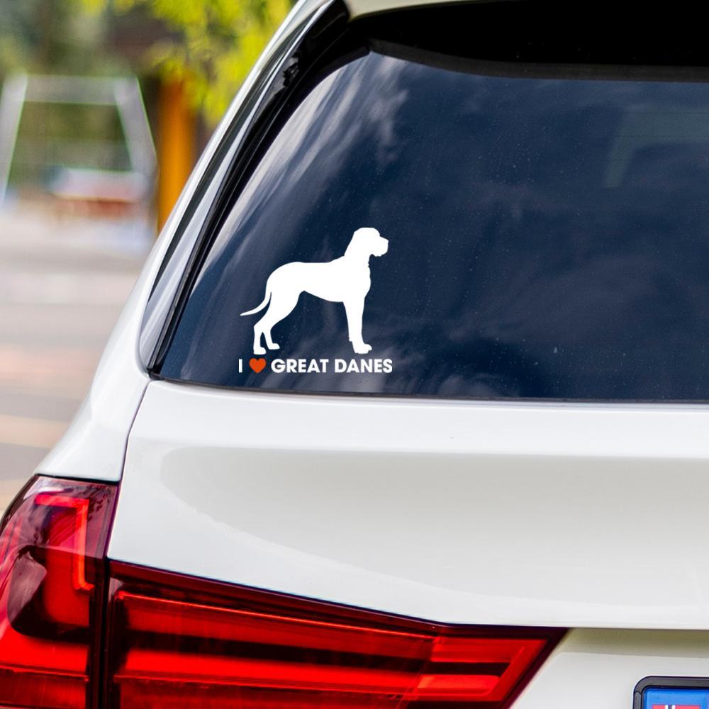 I Love Great Danes Vinyl Car Sticker