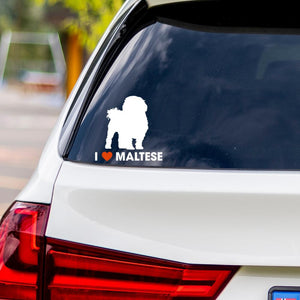 I Love Maltese Vinyl Car Sticker