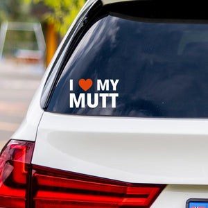 I Love My Mutt Vinyl Car Sticker