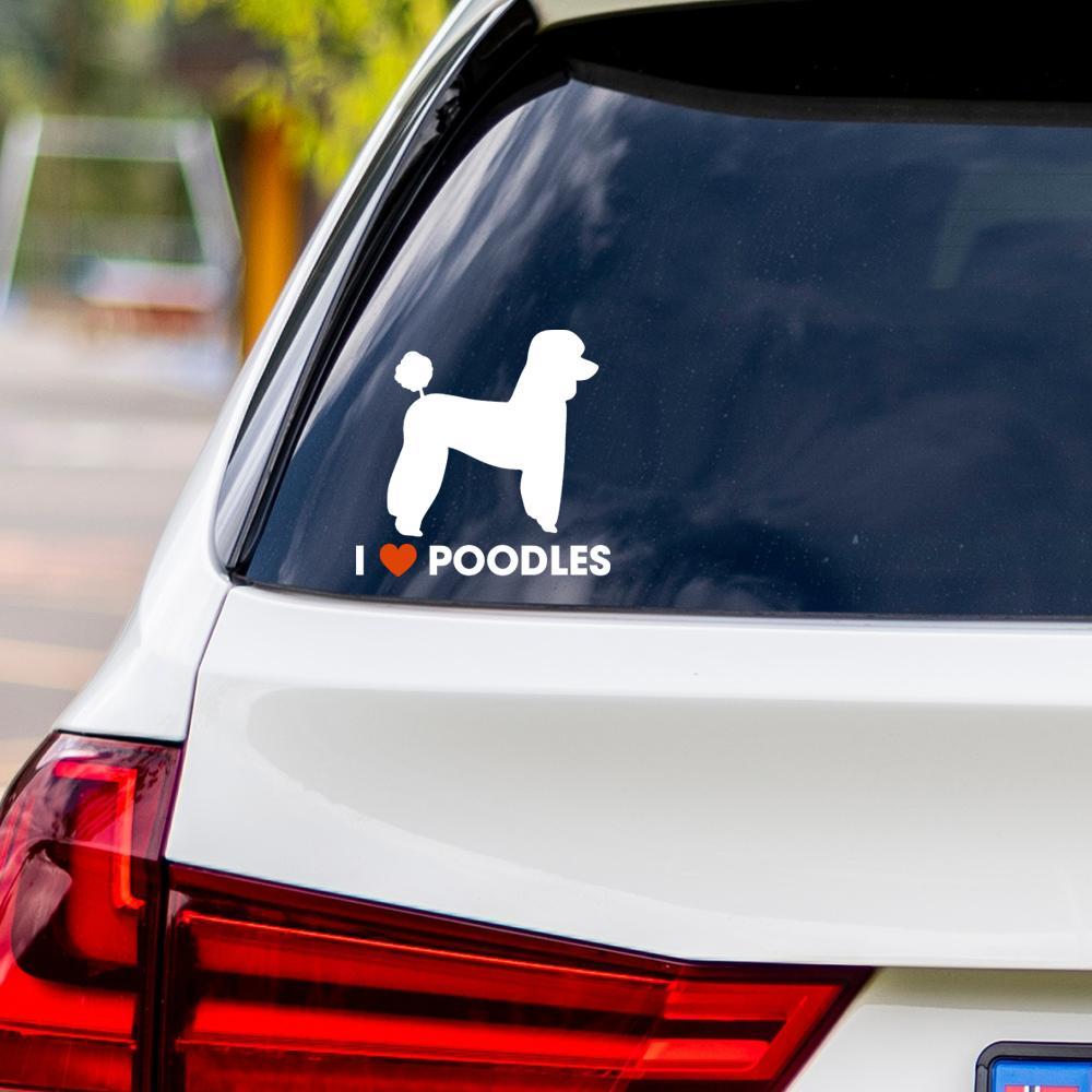 I Love Poodles Vinyl Car Sticker