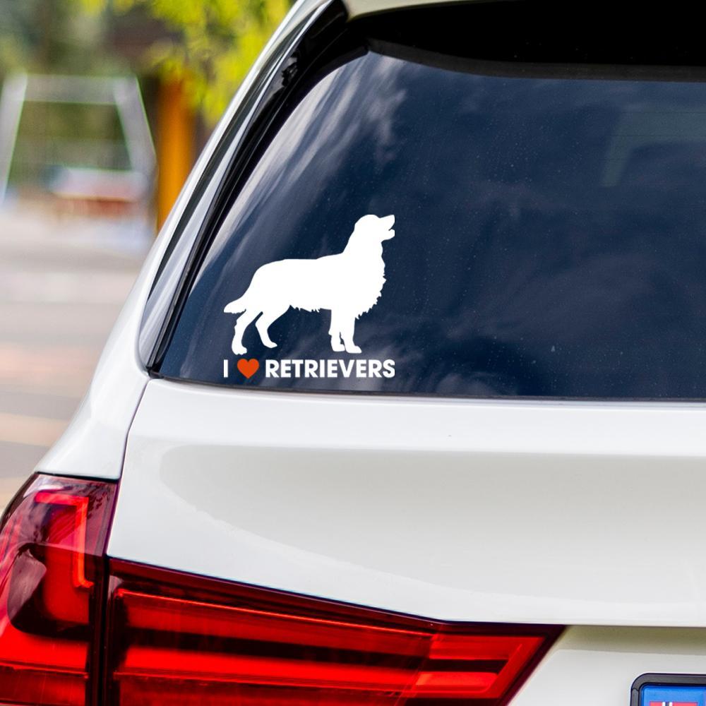 I Love Golden Retrievers Vinyl Car Sticker