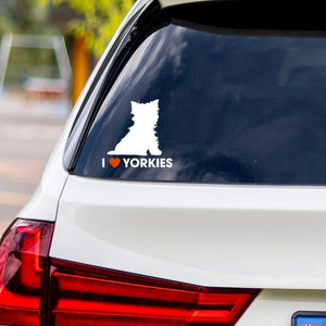 I Love Yorkies Vinyl Car Sticker
