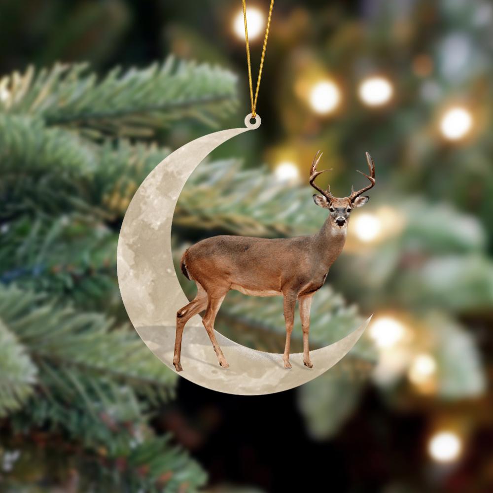 Deer Sits On The Moon Hanging Ornament