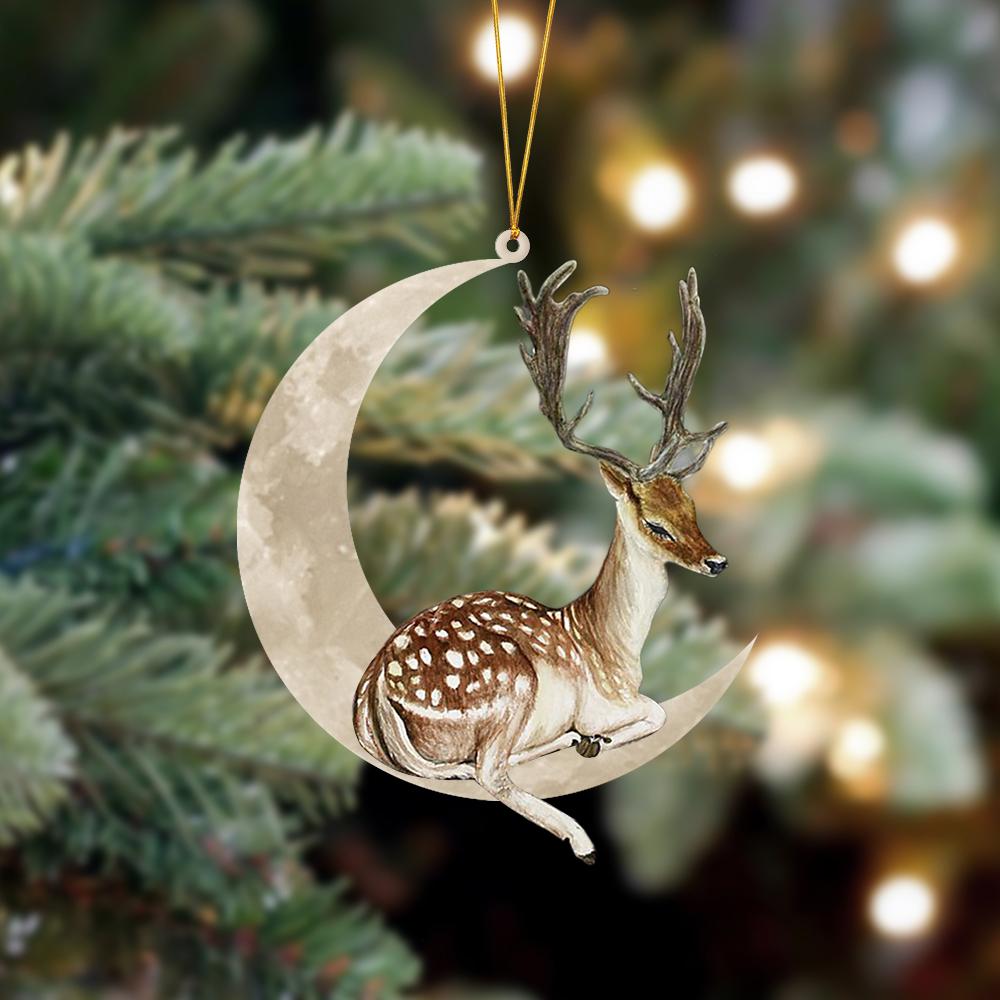 Deer Sits On The Moon Hanging Ornament