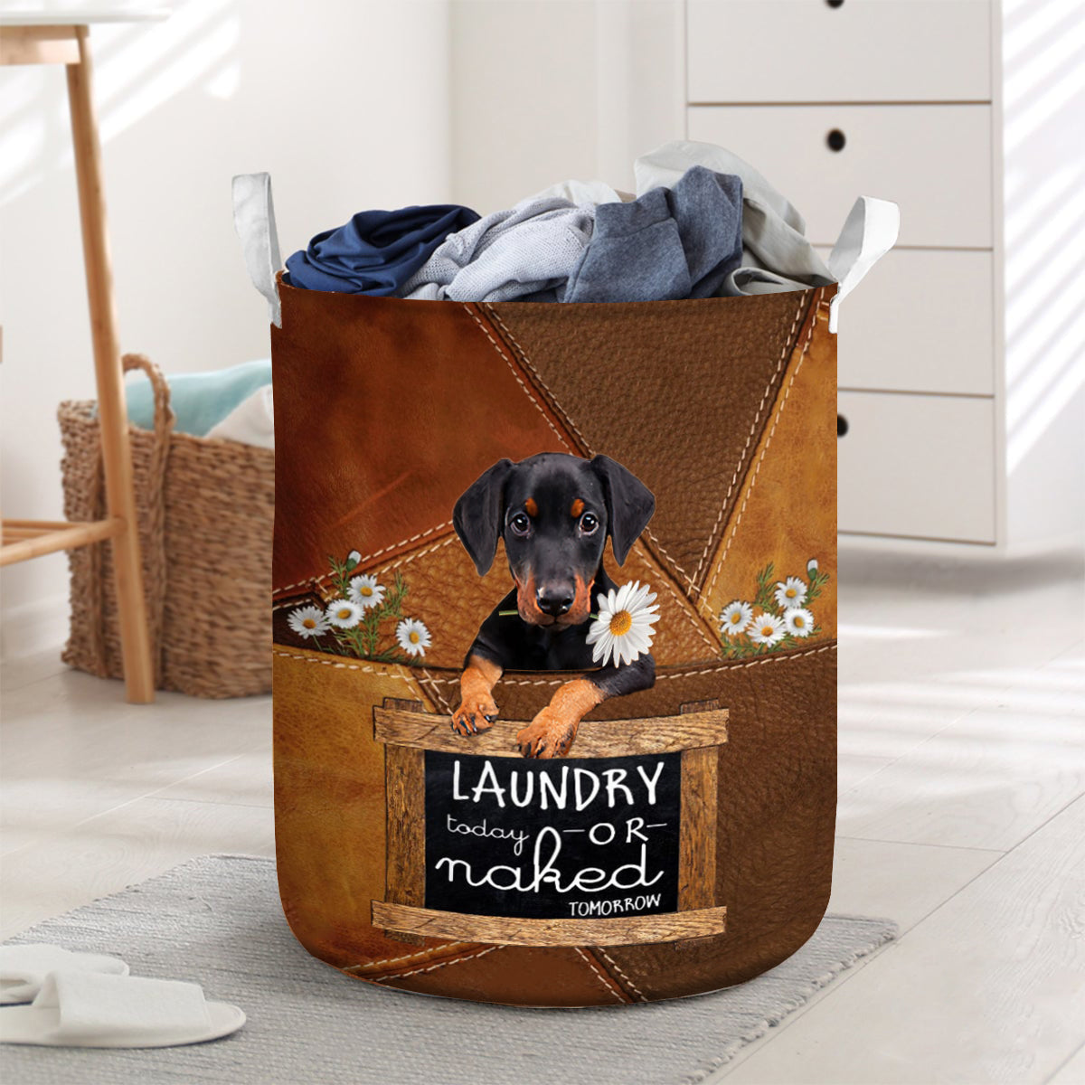 Doberman Laundry Today Or Naked Tomorrow Laundry Basket