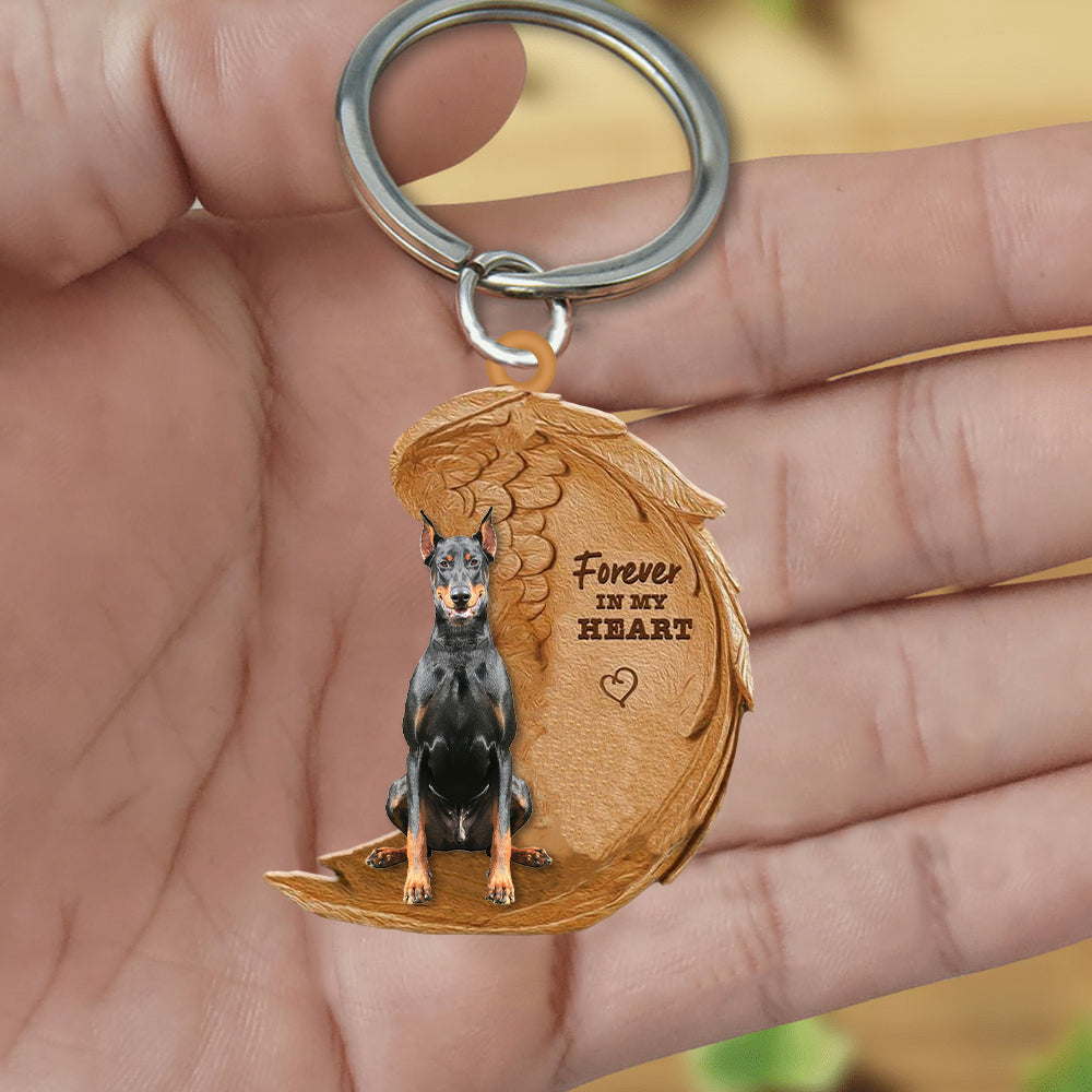 Doberman-13 In My Heart Flat Acrylic Keychain
