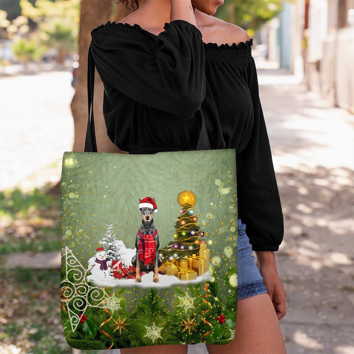 Doberman Merry Christmas Tote Bag