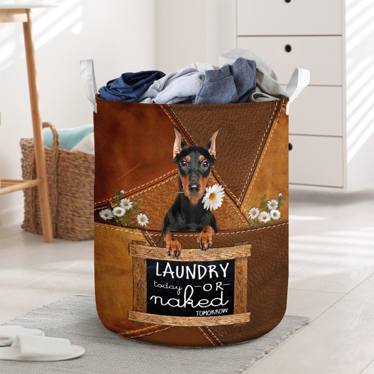 Doberman06 Laundry Today Or Naked Tomorrow Laundry Basket