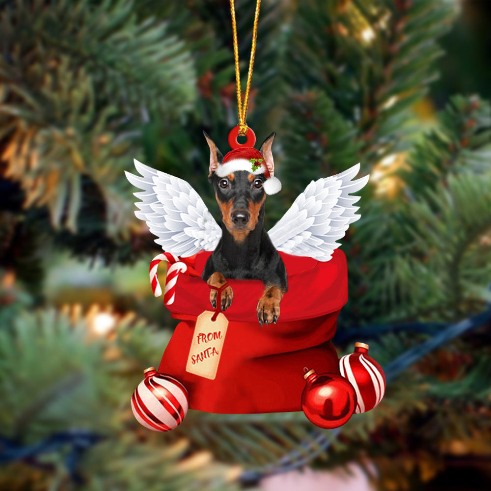 Doberman06 Angel Gift From Santa Christmas Ornament