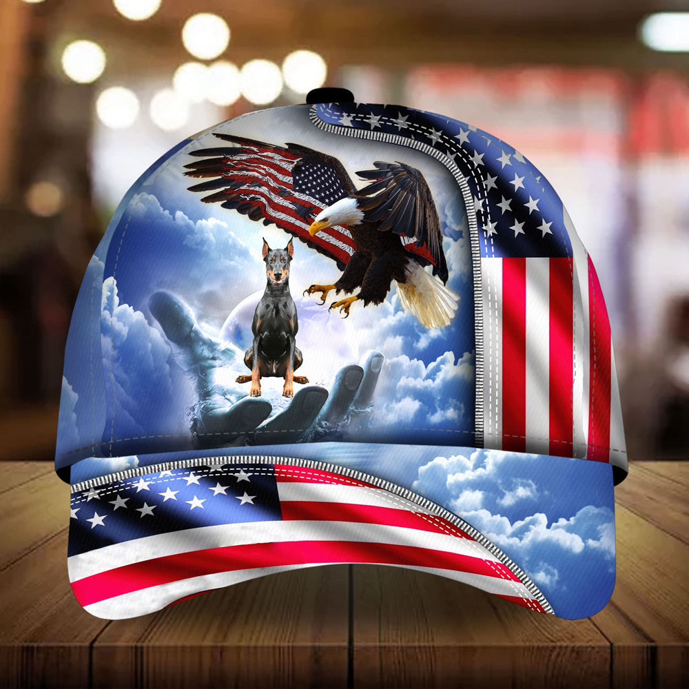 Doberman Perfect One Nation Under God Cap For Patriots And Dog Lovers