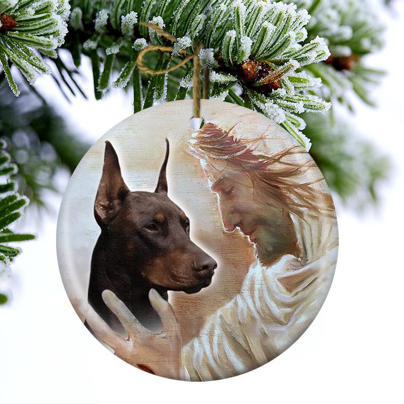 New Release -Doberman With God Porcelain/Ceramic Ornament