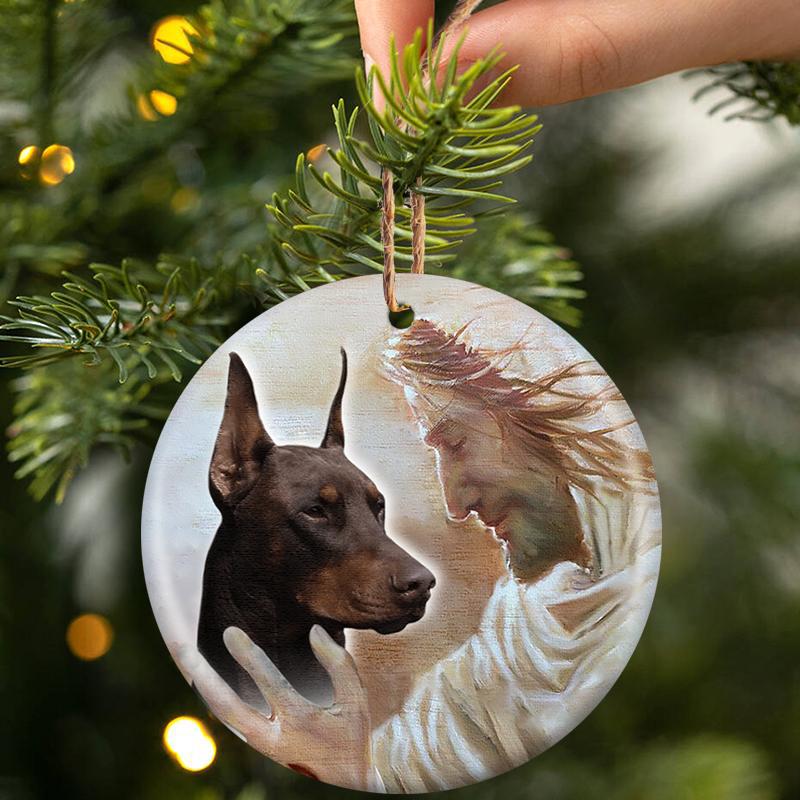 New Release -Doberman With God Porcelain/Ceramic Ornament