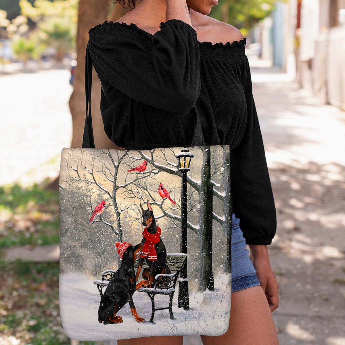 Doberman Hello Christmas/Winter/New Year Tote Bag