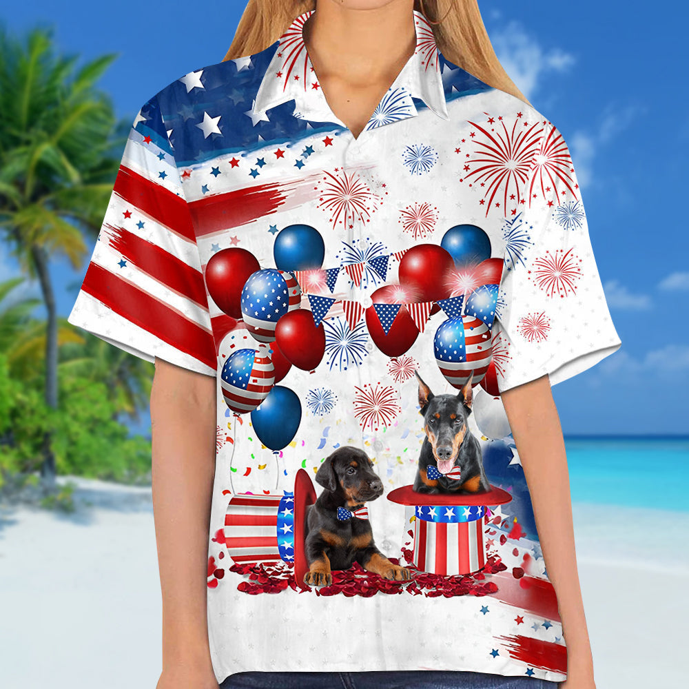 Doberman Independence Day Hawaiian Shirt