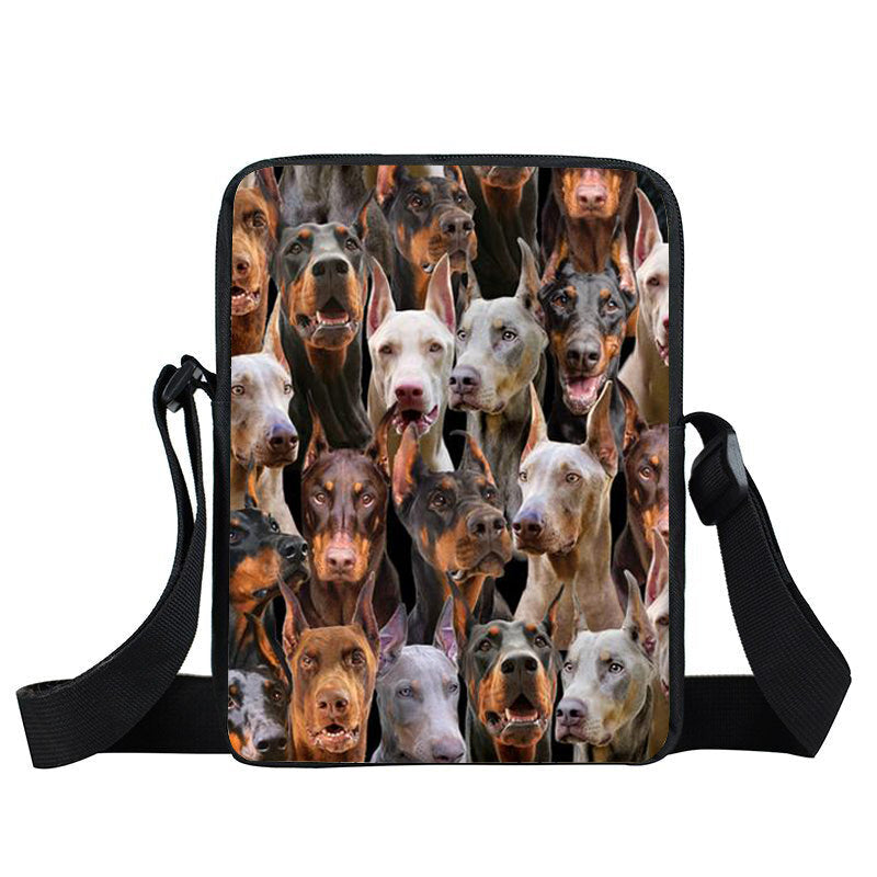 A Bunch Of Doberman Oxford Cloth Zipped Messenger Bag
