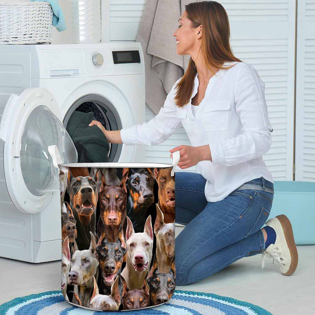 A Bunch Of Doberman Pinchers Laundry Basket