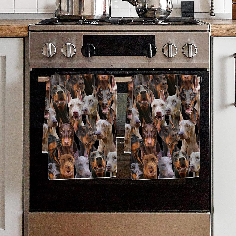 A Bunch Of Doberman Pinchers Kitchen Towel