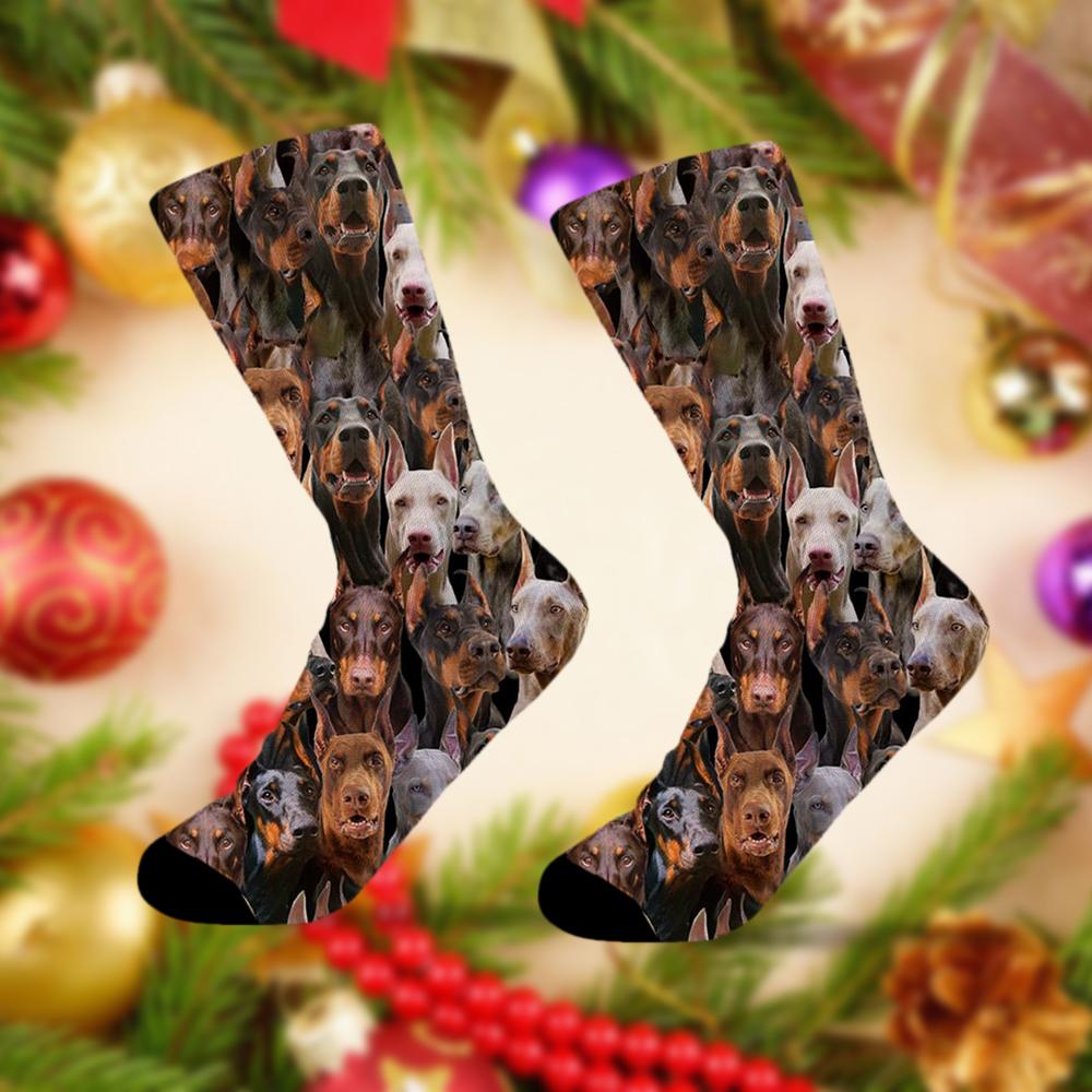 A Bunch Of Doberman Pinchers Socks