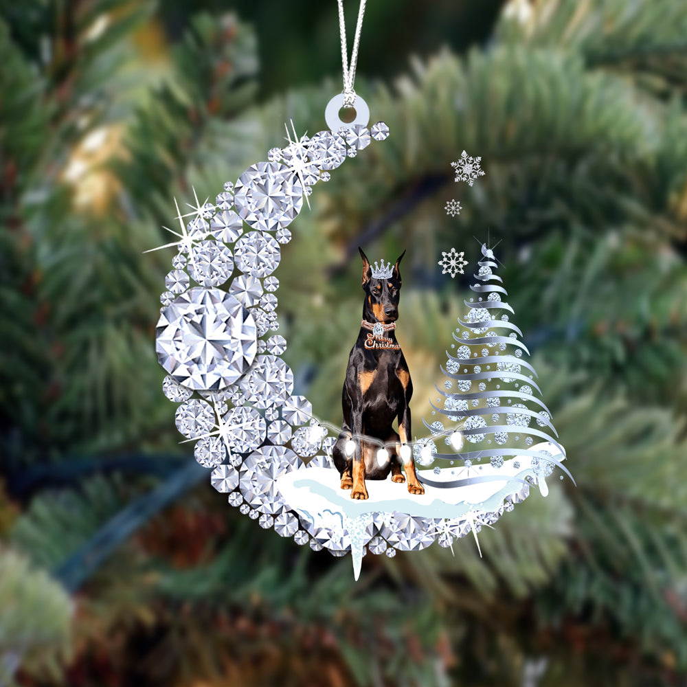 Doberman Pinscher (1)Diamond Moon Merry Christmas Ornament
