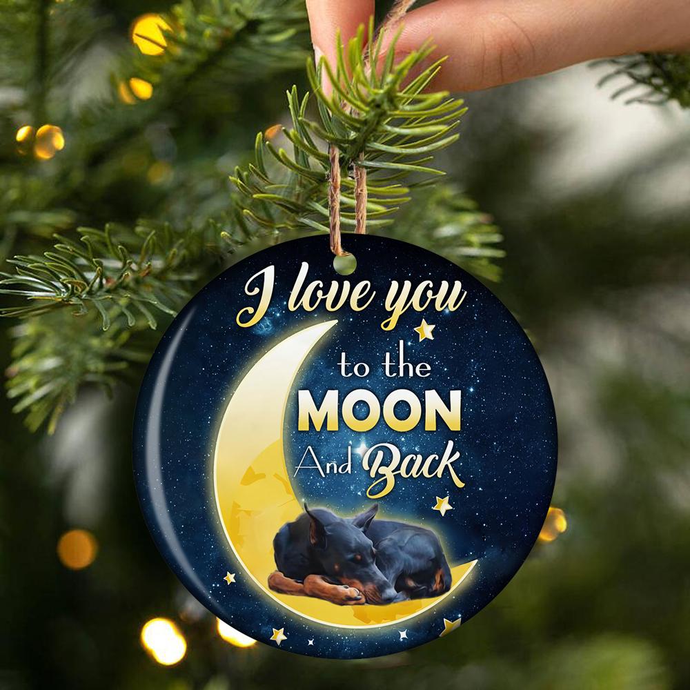 Doberman I Love You To The Moon And Back Porcelain/Ceramic Ornament