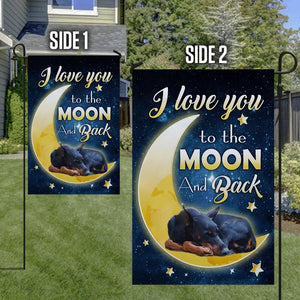 Doberman Pinscher I Love You To The Moon And Back Garden Flag