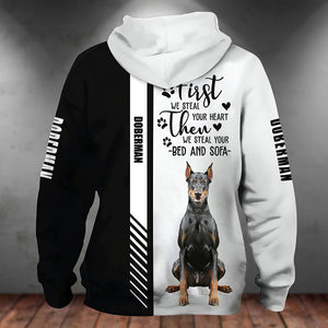 Doberman-First We Steal Your Heart Unisex Hoodie