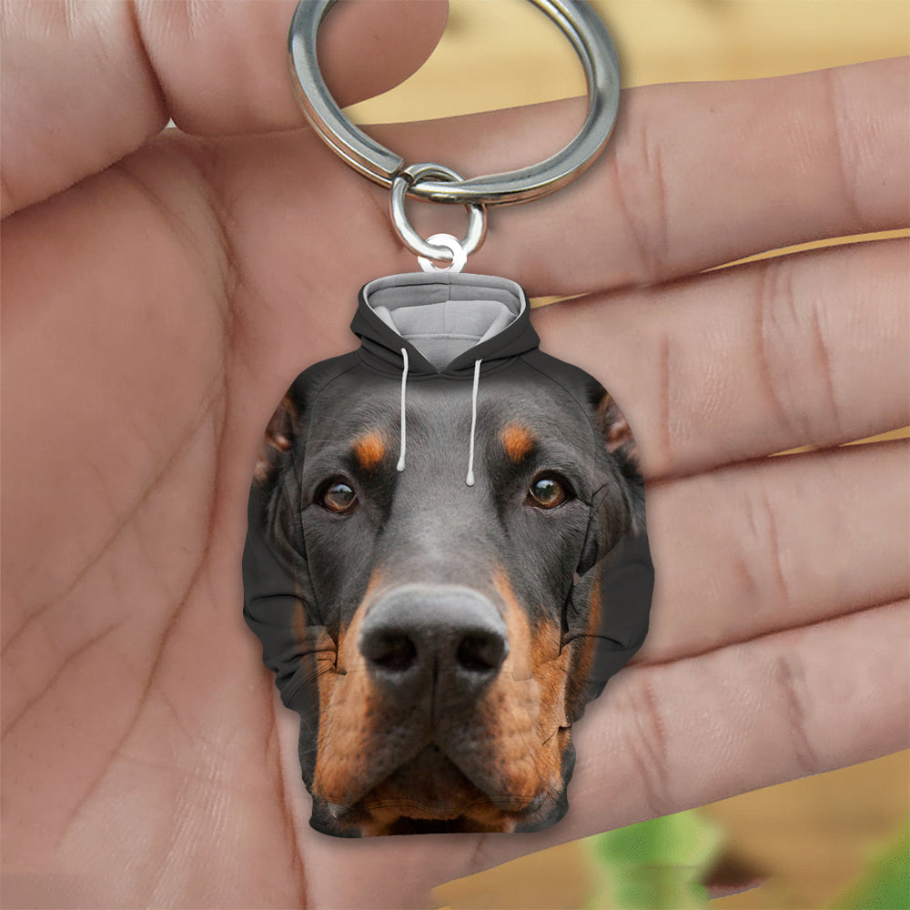 Doberman 3D Graphic Hoodie Acrylic Keychain
