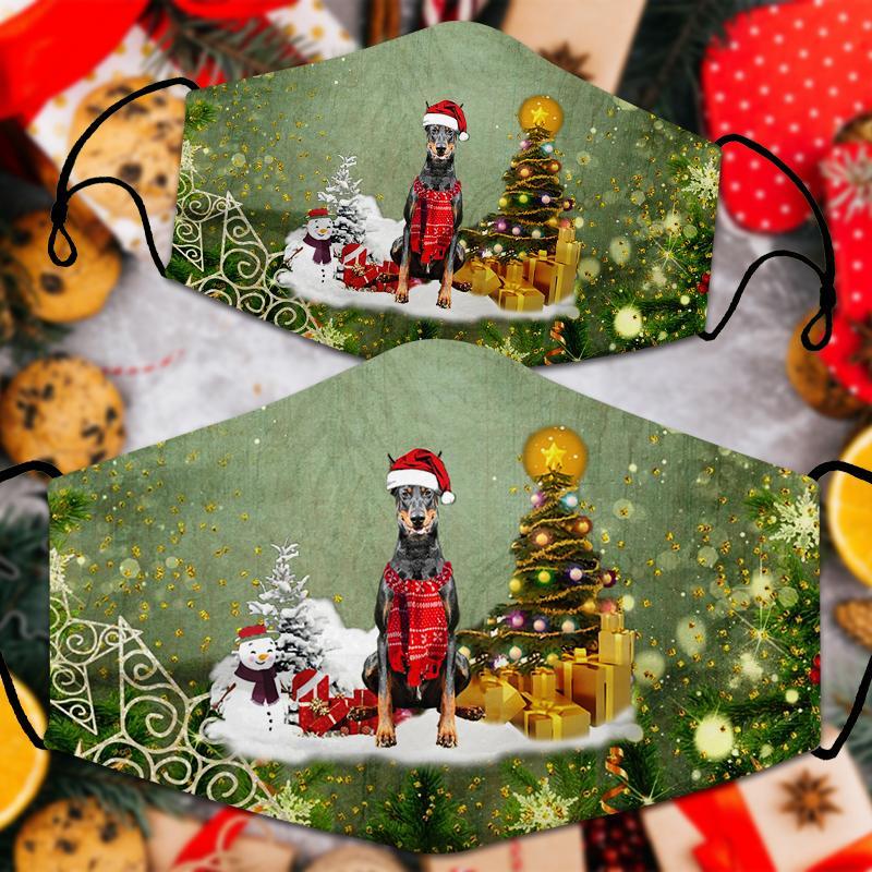 Doberman Merry Christmas Face Mask