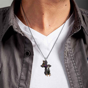 Doberman Pray For God Stainless Steel Necklace