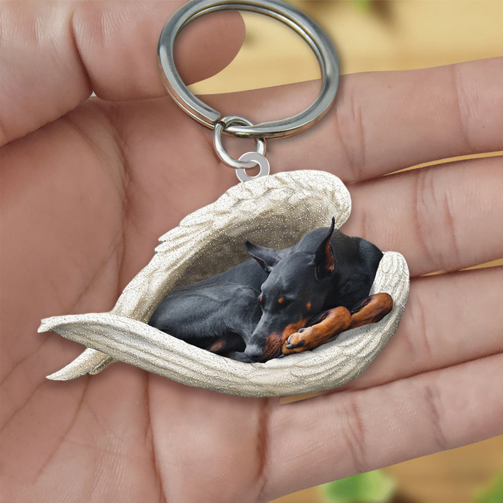 Doberman Sleeping Angel Acrylic Keychain