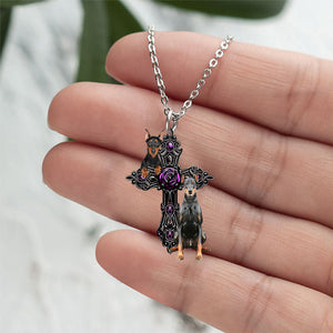 Doberman Pray For God Stainless Steel Necklace