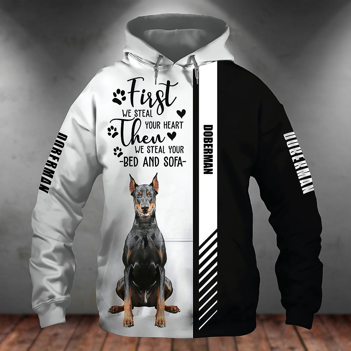 Doberman-First We Steal Your Heart Unisex Hoodie