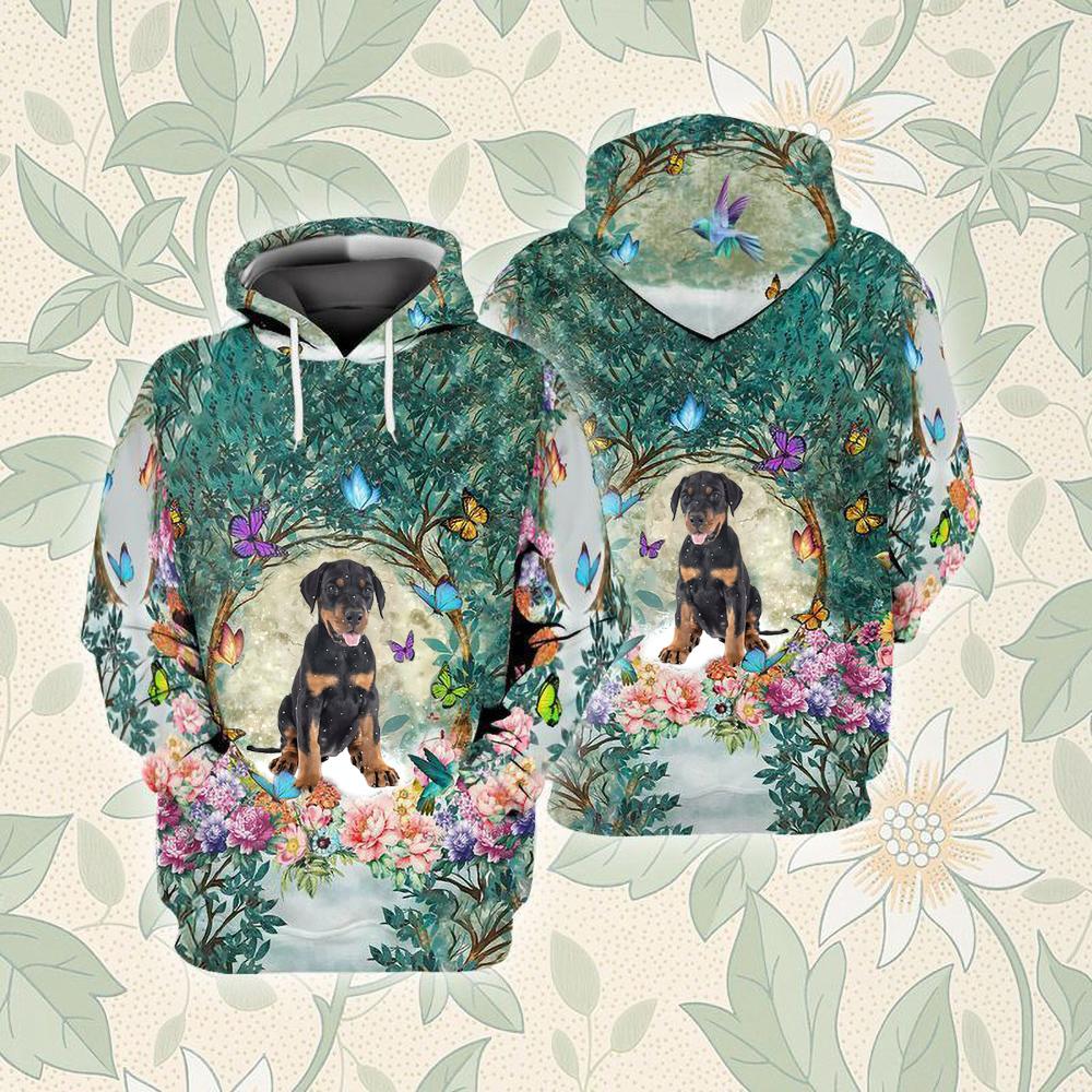 Doberman Among Forest Unisex Hoodie
