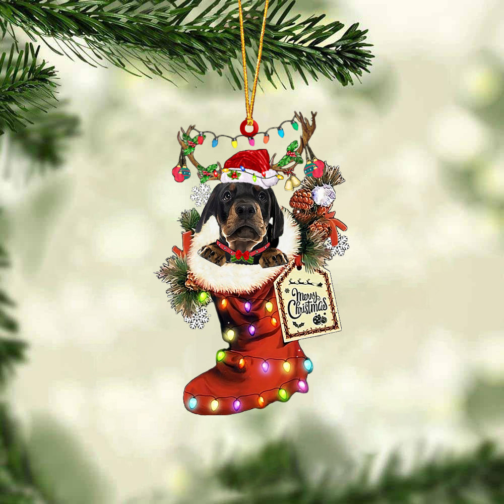 Dobermann Pinscher In Red Boot Christmas Ornament