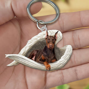 Dobermann (Brown)1 Sleeping Angel Acrylic Keychain
