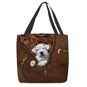 Dogo Argentino Holding Daisy Tote Bag