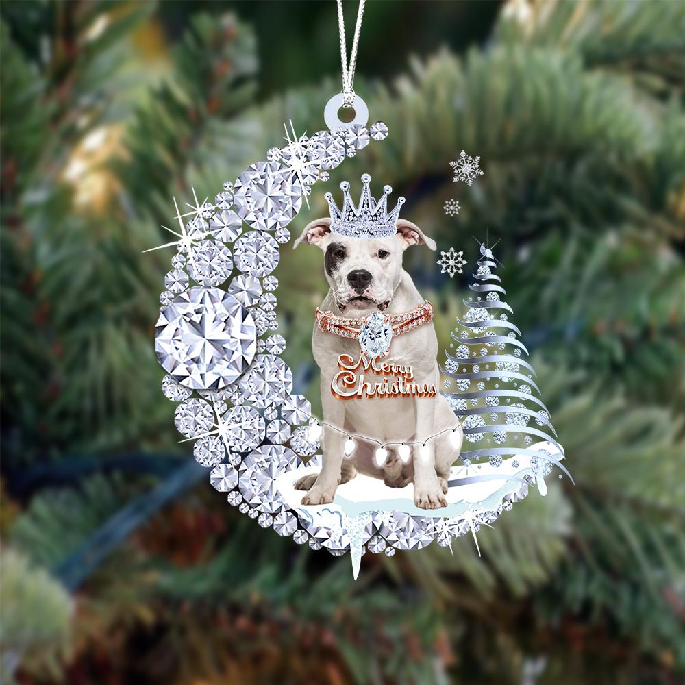 Dogo Argentino Diamond Moon Merry Christmas Ornament