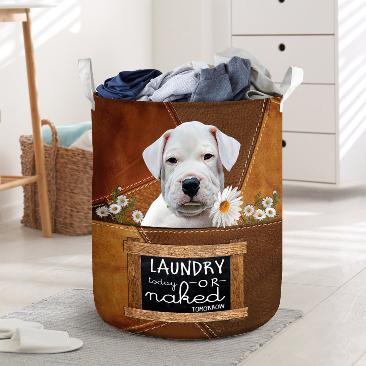 Dogo Argentino Laundry Today Or Naked Tomorrow Laundry Basket