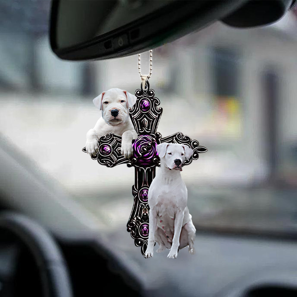 Dogo Argentino Pray For God Car Hanging Ornament