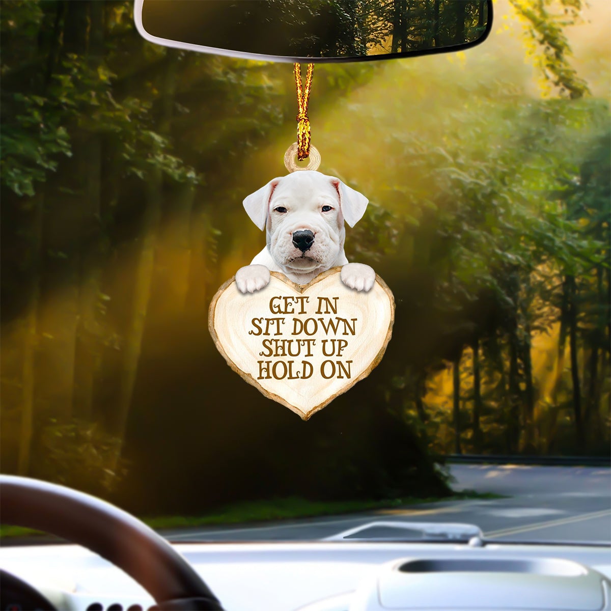 Dogo Argentino Heart Shape Get In Car Hanging Ornament