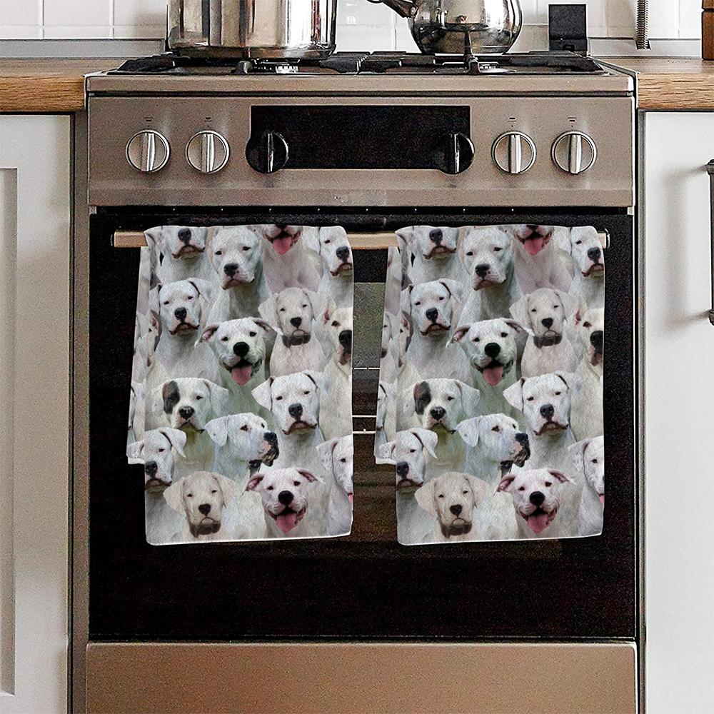 A Bunch Of Dogo Argentinoes Kitchen Towel