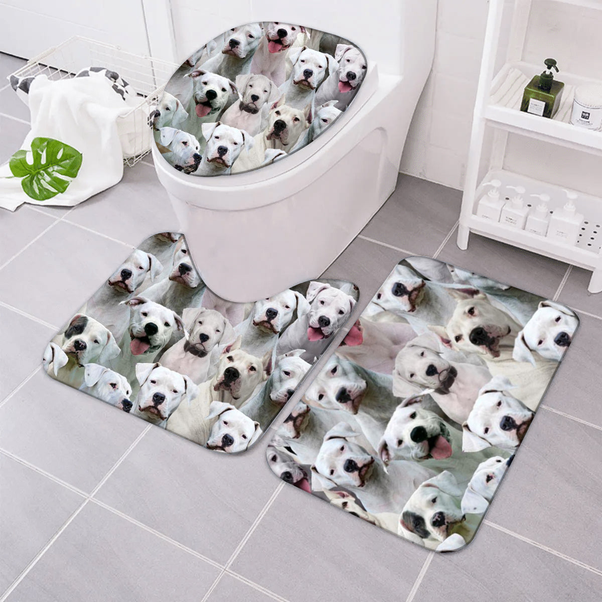 A Bunch Of Dogo Argentinoes Bathroom Mat Set