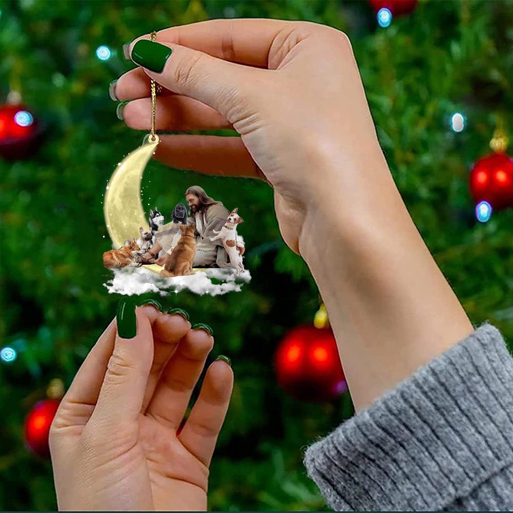 Jesus Surrounded By Dogs02 On The Moon Ornament