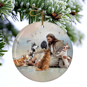 God Surrounded By Dogs Porcelain/Ceramic Ornament