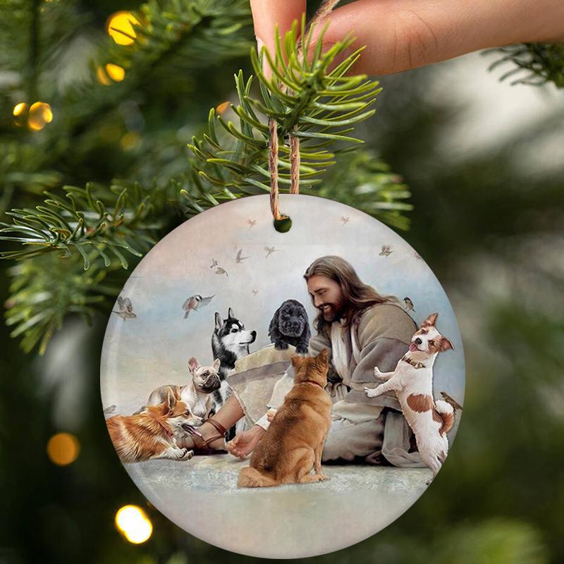 God Surrounded By Dogs Porcelain/Ceramic Ornament