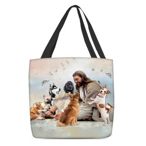 Jesus Surrounded By Dogs Tote Bag